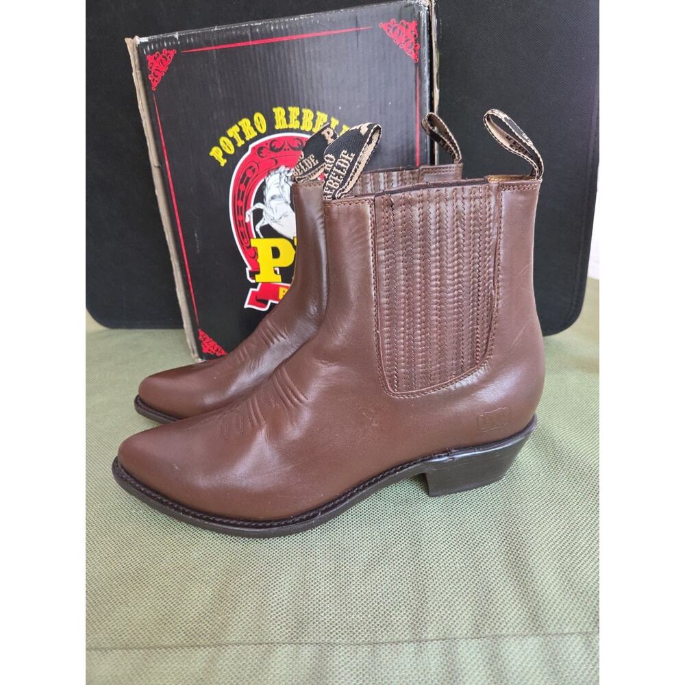 POTRO REBELDE Men's Genuine Leather rodeo ankle J_ toe Boots Handcrafted US 10.5